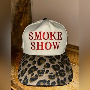Smoke Show Trucker/Snapback Cap with Leopard Print